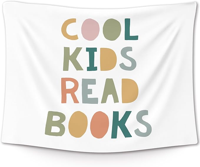XLDLIOO Cool Kids Read Books Wall Tapestry, Boho Classroom Wall Tapestry Hanging for Home Library, Kids Tapestries Decor Art for Reading Room Corner Nook Classroom 40x30in