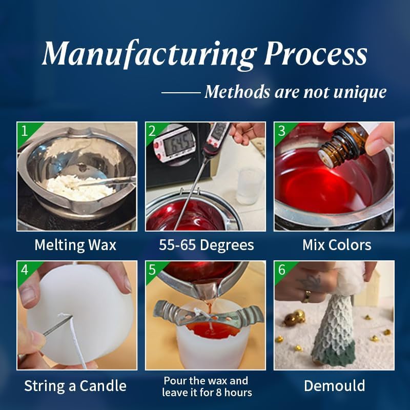 MGLIFEUL 5 PC Christmas Tree Pine Cone Silicone Candle molds with Wax Wick - Image 3