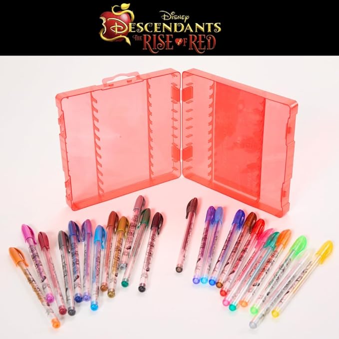 Disney Descendants the Rise of Red Gels Pen Set for Kids, 24 Pack with Glitter Gel Pens, Cute Pens for Girls