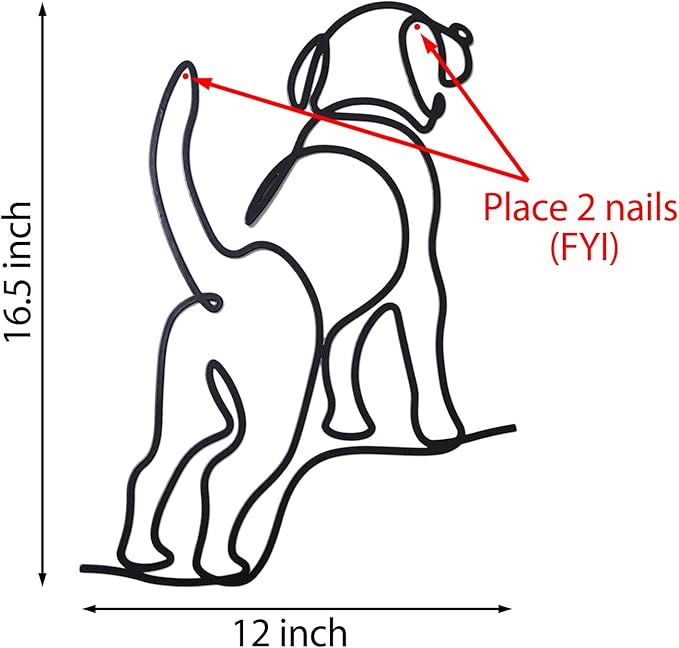TYLCC Black Metal Dog Wall Decor Minimalist Abstract Dog Wall Art Line Drawing Art for Living Room Bedroom Decorations (Guard)