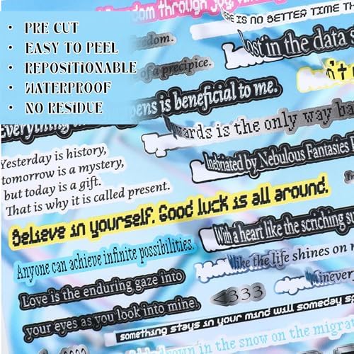 Sticker Book for Junk Journal Supplies, Cyberpunk Retro Futuristic 30 Sheets DIY Scrapbook Stickers with Glitter Glossy Matte Foil, 125x125mm Blue, for Scrapbooking Journaling - Image 7