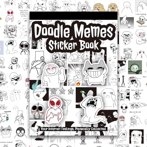 PRSTINCOL Meme Sticker Book, 36 Sheets 460+ Pcs, Black and White Funny Meme Stickers for Adults and Teens, Die Cut Vinyl Stickers for Journaling Scrapbooking DIY by PRSTINCOL