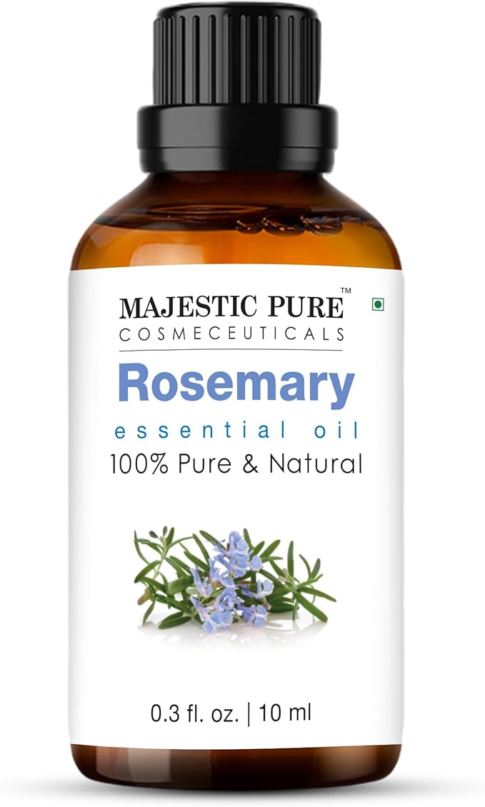 Majestic Pure Organic Rosemary Essential Oil - 100% Pure & Premium Oil for Hair Growth, Skin, Face, Aromatherapy & Diffuser - 0.3 fl oz | Perfect Organic Oil for Hair Growth