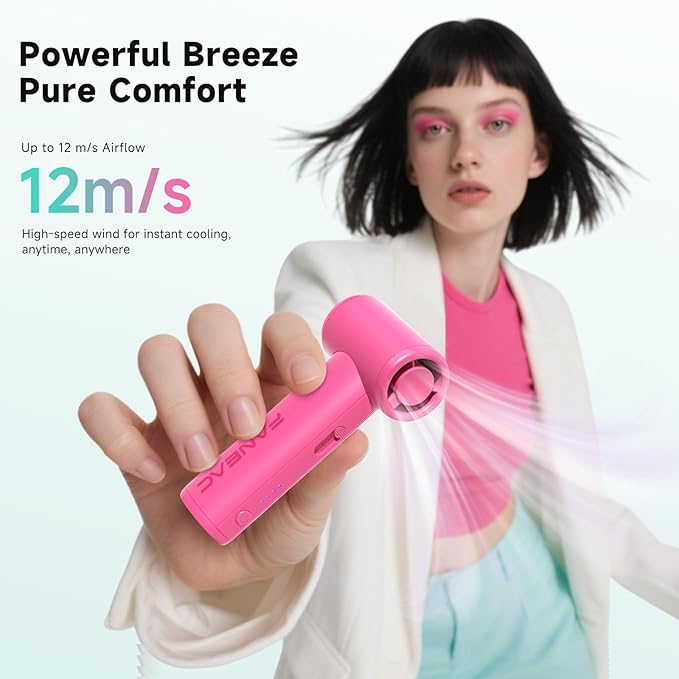 Mini Handheld Portable Fan - Brushless Motor, Ultra Slim, Stepless Control, Rechargeable 2500mAh Battery Up to 8 Hours, Pocket Electric Fan for Outdoor Travel & Office (Dreamy Pink)