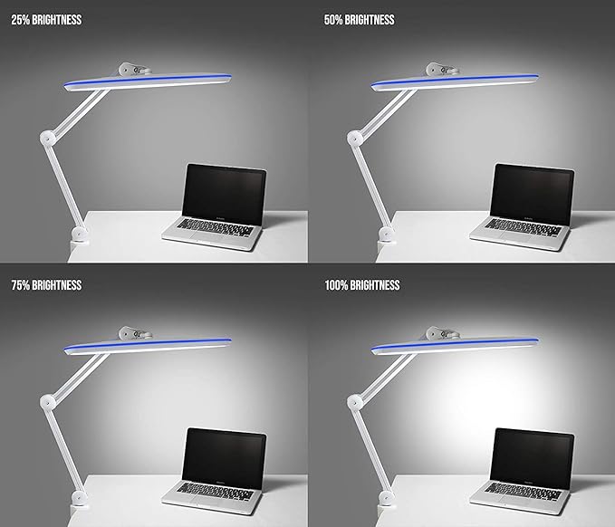 Neatfi XL 2,200 Lumens LED Desk Lamp, 23 Inches 24W, Adjustable Arm, Dimmable, Eye Caring, Nail Light for Home, Office, Study Lamp (Non-CCT with Clamp, White)