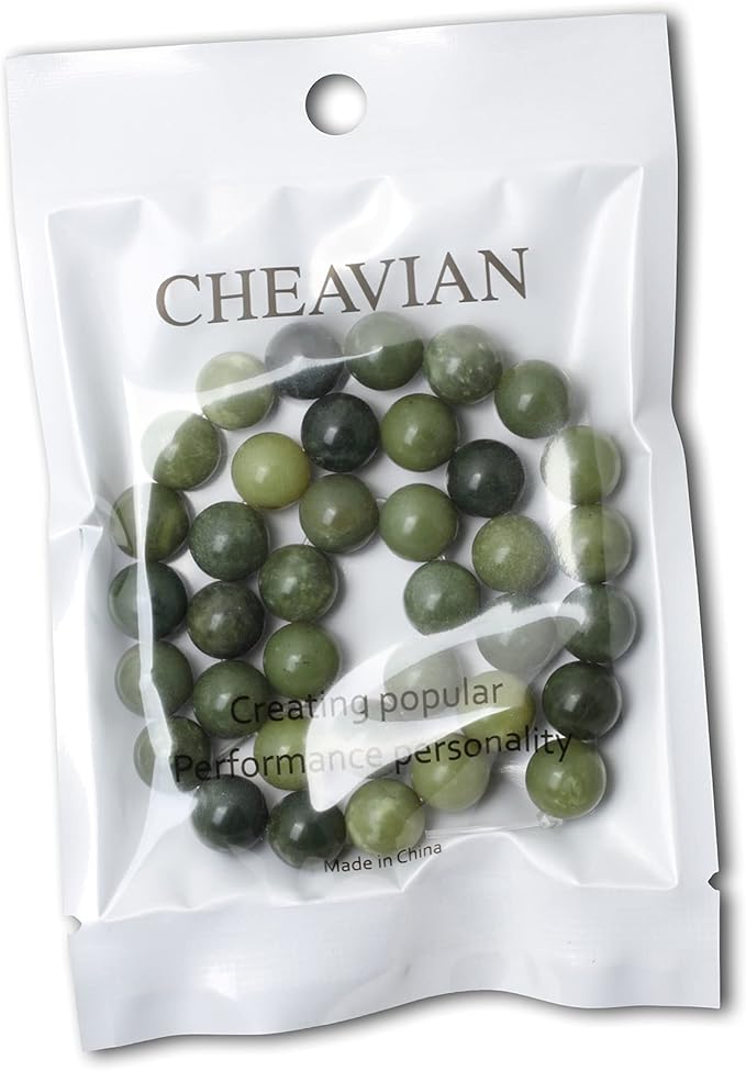 35PCS 10mm Natural Canadian Jade Gemstone Round Loose Beads Stone Beads for Jewelry Making DIY 1 Strand 15"