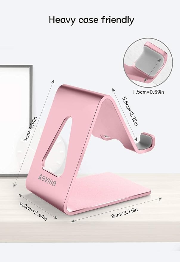 Desk Cell Phone Stand, Phone Holder, Desktop Phone Cradle Dock for iPhone17 16 15 14 pro 11 X Xs max 8 7 6 6s Plus SE 5 5S Samsung All Smart Phones,Pink