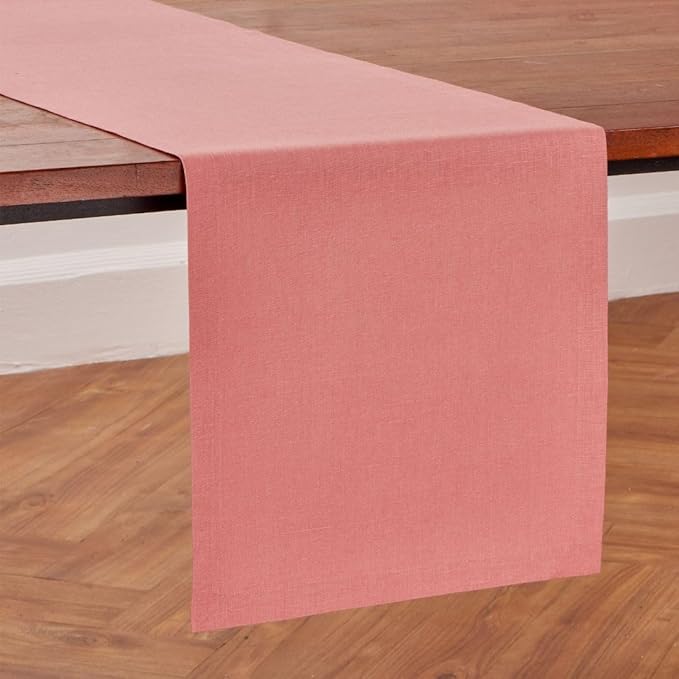 Solino Home Linen Table Runner 36 Inches - 100% Pure Linen Dusty Rose Table Runner 14 x 36 Inch Ideal for Dresser and Coffee Tables, Valentines, Spring, Easter - Diana Medium Weight