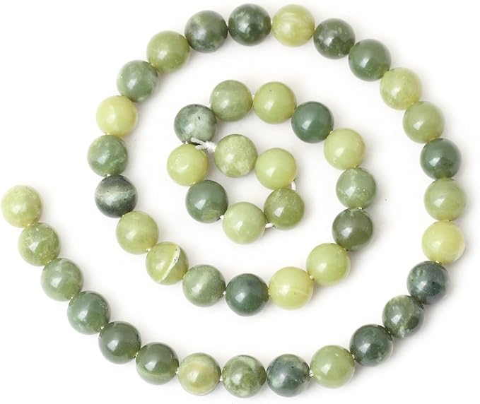 45PCS 8mm Natural Canadian Jade Gemstone Round Loose Beads Stone Beads for Jewelry Making DIY 1 Strand 15"