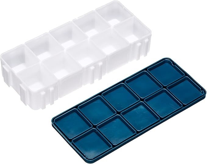 PATIKIL 10 Compartments Paint Palette, Plastic Painting Tray Deep Saver Box Detachable with Soft Cover Art Supplies Storage Organizer for Watercolor Gouache Oil Paint Art