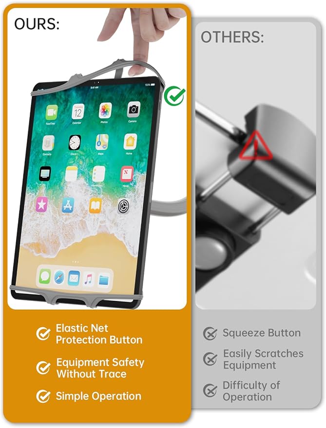 Gooseneck Tablet Holder for Bed, Adjustable Flexible Ipad Holder Stand, Kindle Stand for Reading in Bed, Compatible with Fire HD, Ipad, Galaxy Tabs, Kindle, Switch, Tablet or Other 7"-12.9" Devices