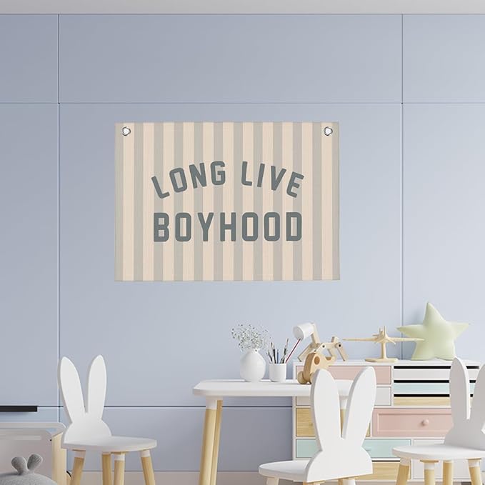 Stripe Live Boyhood Boys Room Playroom Wall Decor Vintage Sports Decor for Nursery Playroom Kids Bedroom Dorm Toddler Decorations 22x28 Inch