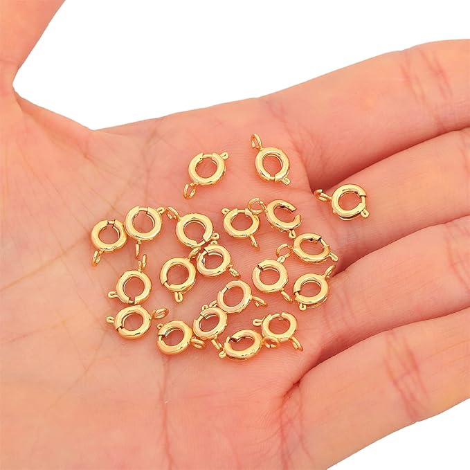 18K Gold Plated Spring Clasps Non Tarnish 6mm 20pcs for Jewelry Making Findings