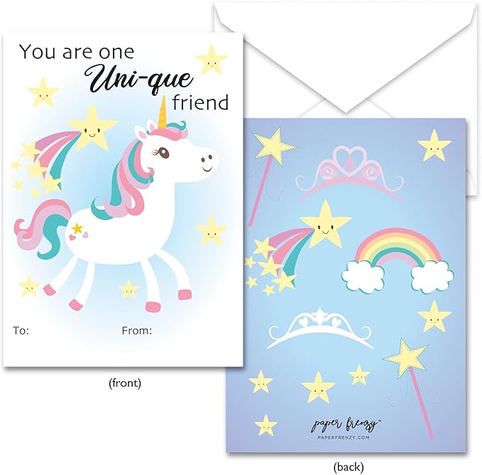 Paper Frenzy Fairy Themed Valentine Cards WITH ENVELOPES- 25 Pack