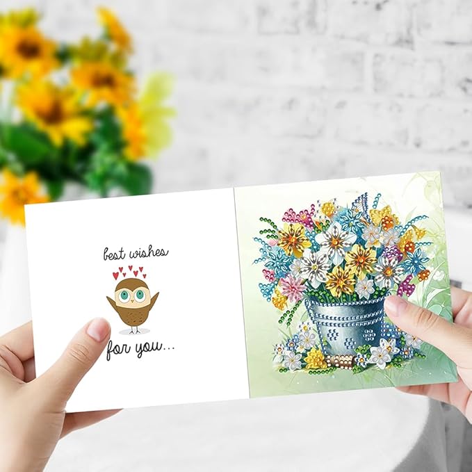 Ceitura 6Pcs DIY Flower Basket Diamond Art Painting Crafts Rhinestone Painting Making Greeting Card Making Kit Postcard for Holiday Christmas New Year Party Favors 11.81 * 5.91inch