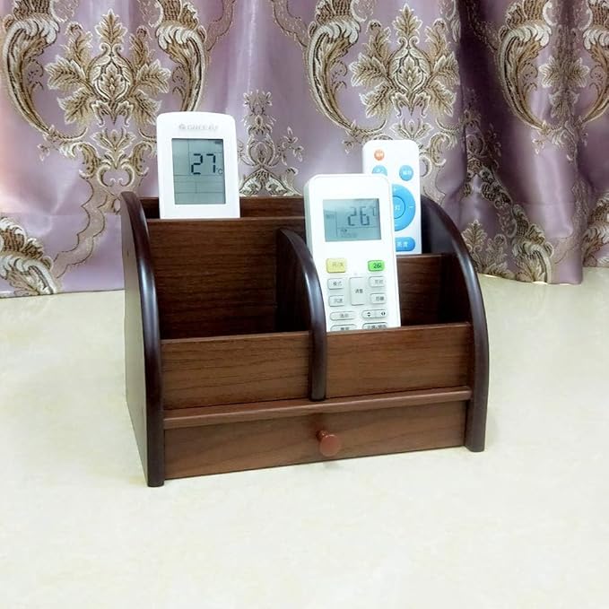 Desk organizer wood remote control holder with long drawer Office stationery storage and sorting organizer household small sundries storage box HeBen1025