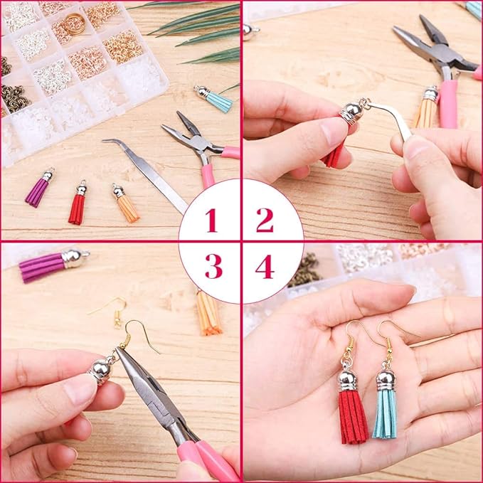 Earrings Hooks for Jewelry Making, Anezus 2000Pcs Earring Making Supplies Kit with Fish Hook Earrings, Earring Cards, Jewelry Plier, Earring Backs and Jump Ring for Jewelry Making and Earring Repair