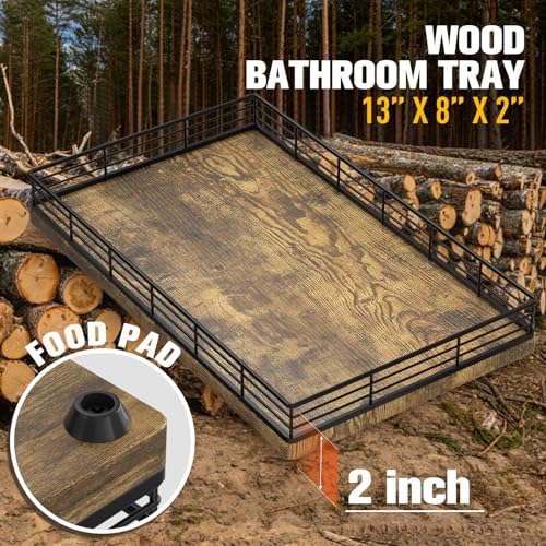 Bathroom Vanity Tray, 13" x 8" Decorative Wooden Tray for Countertop - Image 6