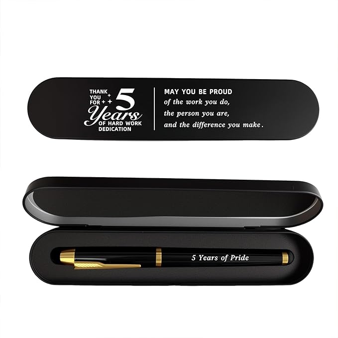 5 Year Work Anniversary Pen Gift- Engraved Gel Pen for Employee & Staff Appreciation Award, 5 Year Service Recognition