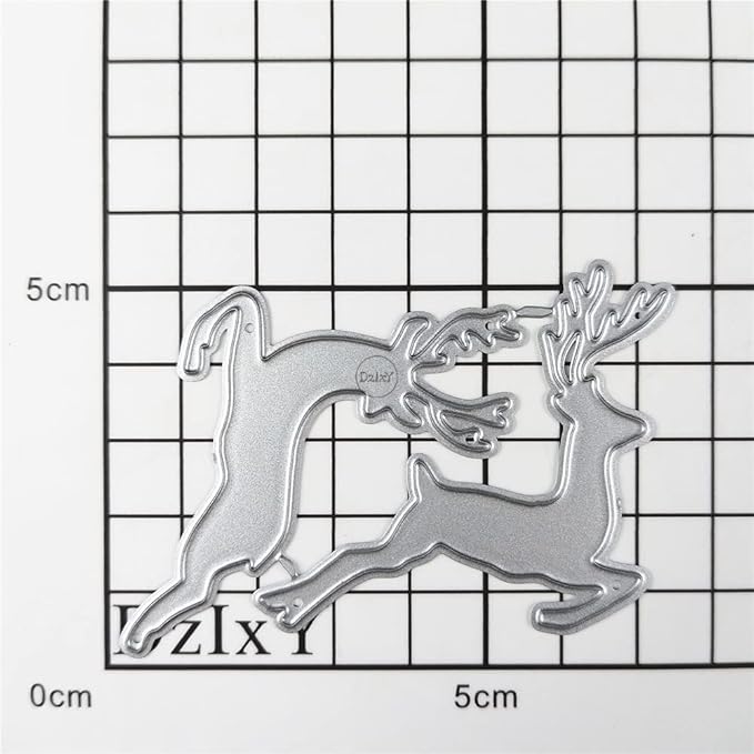 DzIxY Adorable Christmas Deer Metal Cutting Dies for Card Making Embossing Paper Die Cuts Sets Album Scrapbooking Templates Stencils Storage Pockets
