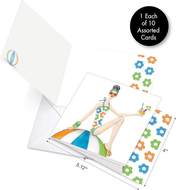 The Best Card Company - 10 Blank Note Cards for Women (4 x 5.12 Inch) - Assorted Fashion Greeting Cards for All Occasions - Write in Style MQ5067OCB-B1x10