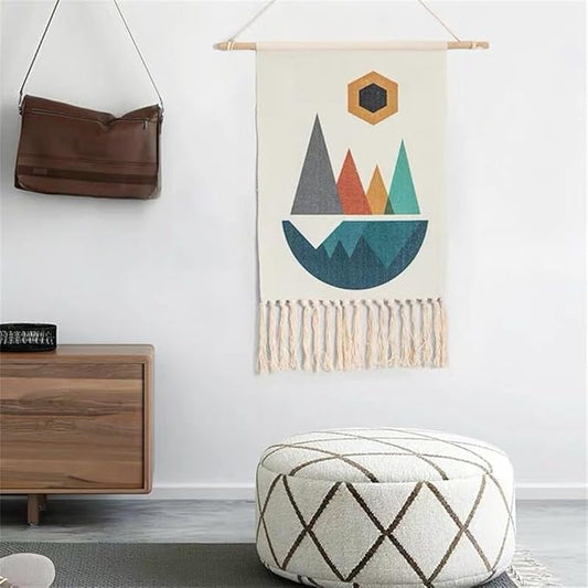 BMIDRUT Macrame Woven Wall Hanging Tapestry Home Decor Boho Bohemian Wall Art for Home Apartment Dorm Room Backdrop 20x35 Inch