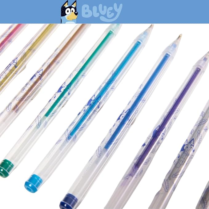 Innovative Designs Bluey Gel Pens Set for Kids, 24 Pack with Glitter Gel Pens, Cute Pens for Boys and Girls