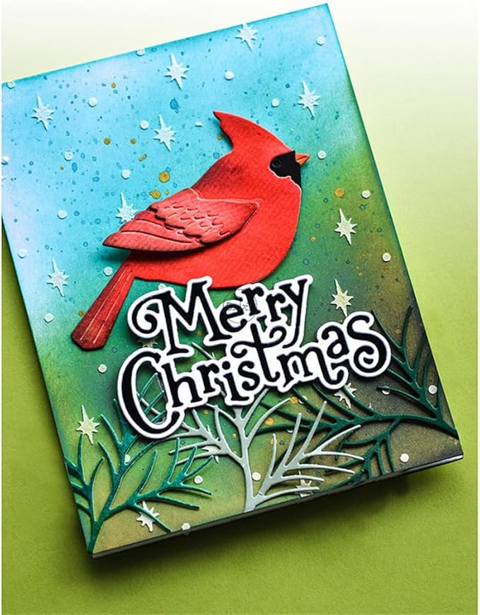 DzIxY Shadow English Words Merry Christmas Metal Cutting Dies for Card Making Kit Embossing Paper Die Cuts Set Scrapbook Stencils Supplies Machine Templates