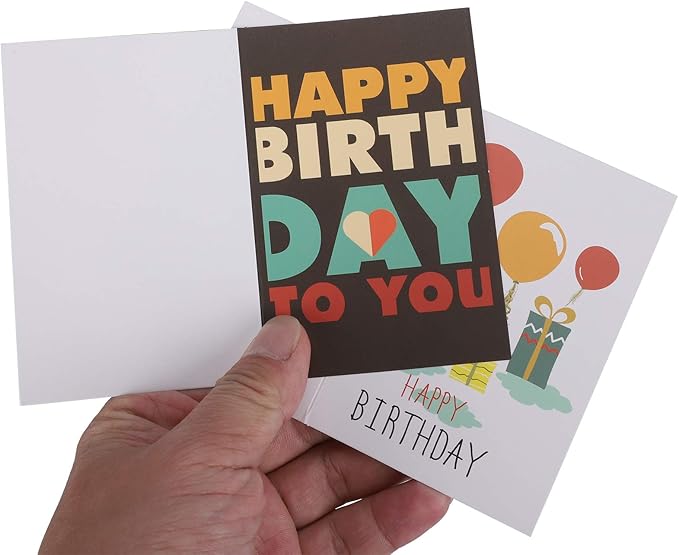 Pilipane Greeting Cards Blank Gift Paper 24Pcs Set with Envelopes and Stickers for Birthday Thank You Notes Holiday Gifts Crafting Writing Graffiti 7 x 10.5cm (happy birthday)
