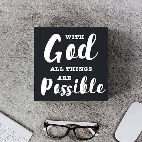 Motivational Christian Decor Wood Sign Religious Gifts Desk Decor Rustic Black Bible Verse Wooden Box Sign for Home Office Living Room Bedroom Shelf Counter Kitchen Table Centerpieces - Image 4