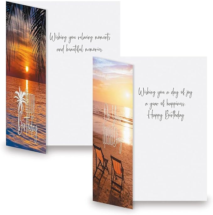 Current Coastal Celebrations Happy Birthday Greeting Card Set - Value Pack of 20 Cards With White Envelopes, 10 Designs, Large 5" x 7" Assortment