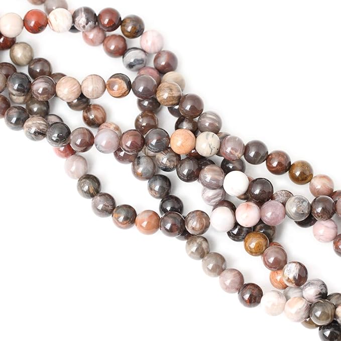 35PCS 10mm Natural Silicified Wood Jade Gemstone Round Loose Beads for Jewelry Making DIY Findings 1 Strand 15"