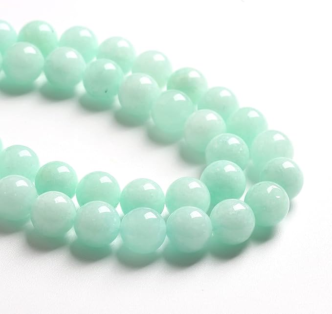 8MM 46PCS Natural Stone Amazonite Chalcedony Loose Beads for Jewelry Making DIY Bracelet Necklace 1 Strand