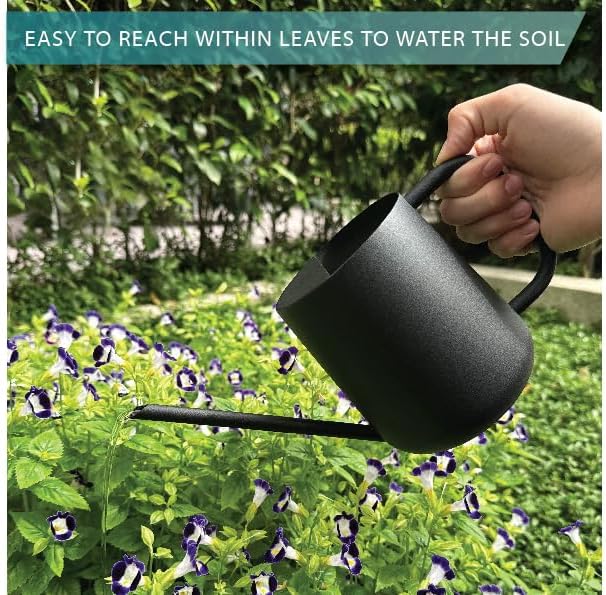 Metal Indoor Plant Watering Can with Long Spout 1000ml - Black - Image 3