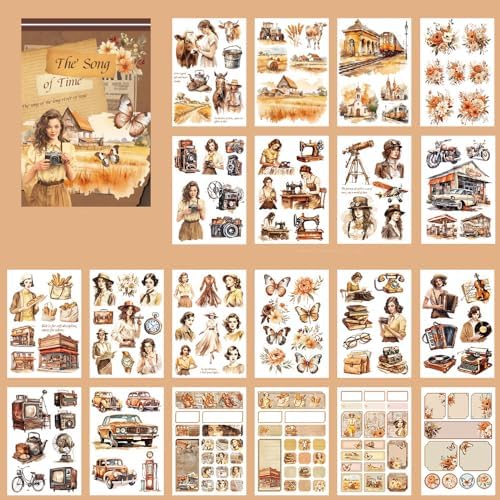 Alideco 20pcs Vintage Scrapbook Stickers Europe and The United States Figure Flowers Sticker Book for Adults Sticker journaling Stickers for Scrapbooking (shijianzhige) by Alideco