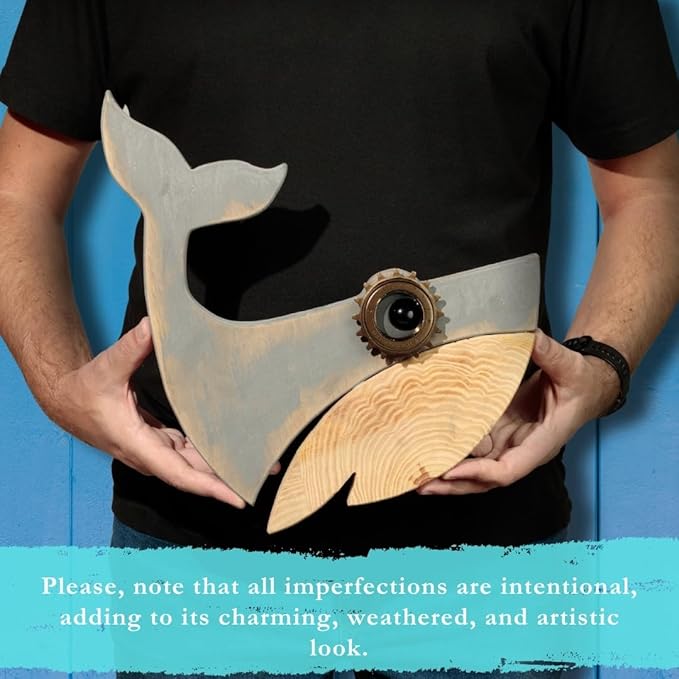 Mint Bucket Brands Driftwood Fish Nautical Wall Decor - 13" x 13" Handmade Wooden Rustic Coastal Wall Art for Living Room, Bedroom, Office, Bathroom - Ocean Beach Decoration (Knox)
