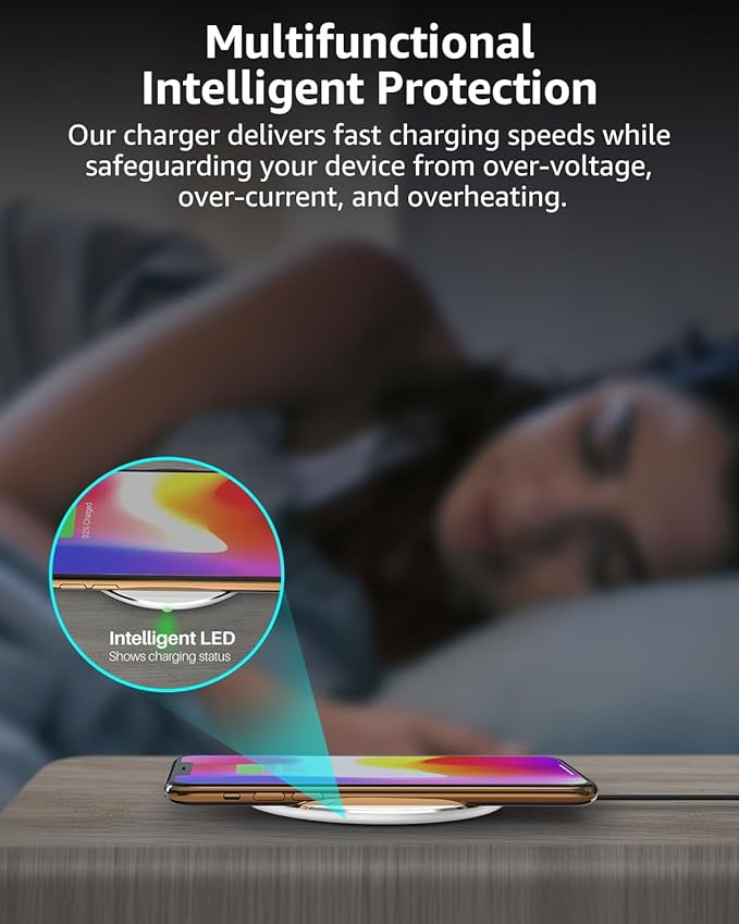 TOZO 2025 New Anti-Slip Wireless Charger 15W Max Fast Wireless Charging Pad Compatible with iPhone 17/16/16 Plus/16 Pro Max /15/14/13/SE Series, Samsung Galaxy S25/S24/S23 Series, Silver