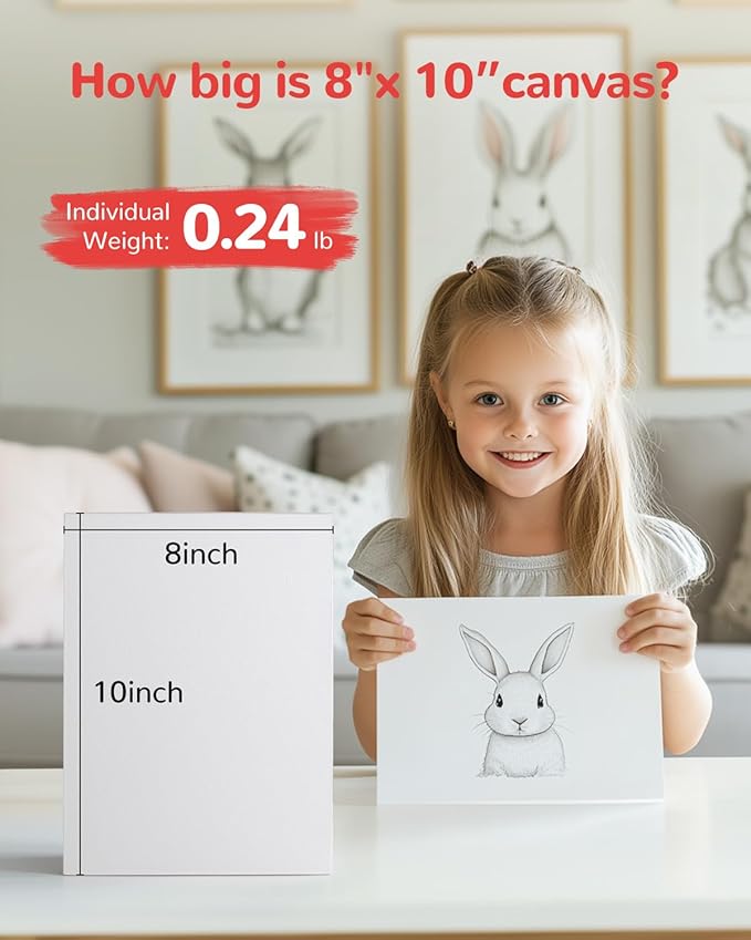 Canvas Boards for Painting - 72 Pack, 8x10 Inch Panels, 100% Cotton White Blank Canvas Art Supplies for Acrylics, Oil, Watercolor, Tempera Paints