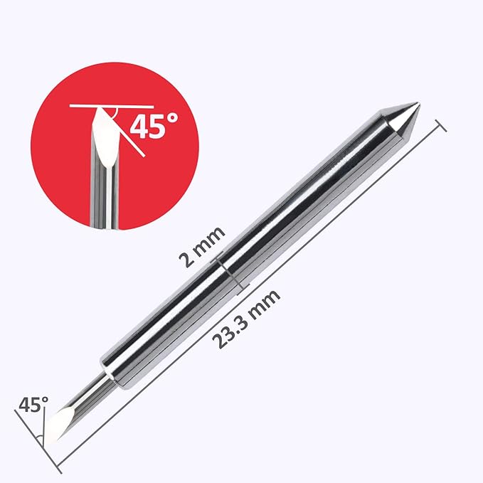 HQMaster 45 Degree Tungsten Steel Lettering Blade Vinyl Cutter Blades for Roland Cutting Plotter Red Cap Pack of 10
