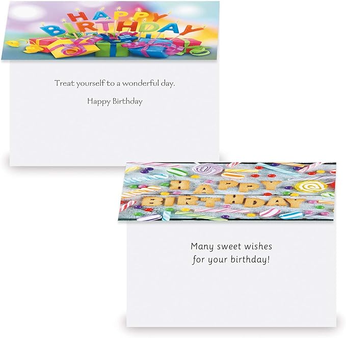 Current Playful Type Birthday Greeting Cards Value Pack - Set of 20, 10 Unique Designs, Large 5 x 7 Inch Cards, Sentiments Inside, Envelopes Included