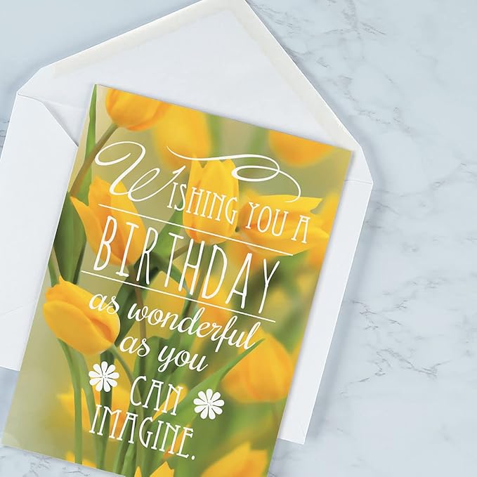Current Floral Birthday Greeting Cards Value Pack - Set of 20, 10 Unique Designs, Large 5 x 7 Inch Cards, Sentiments Inside, Envelopes Included