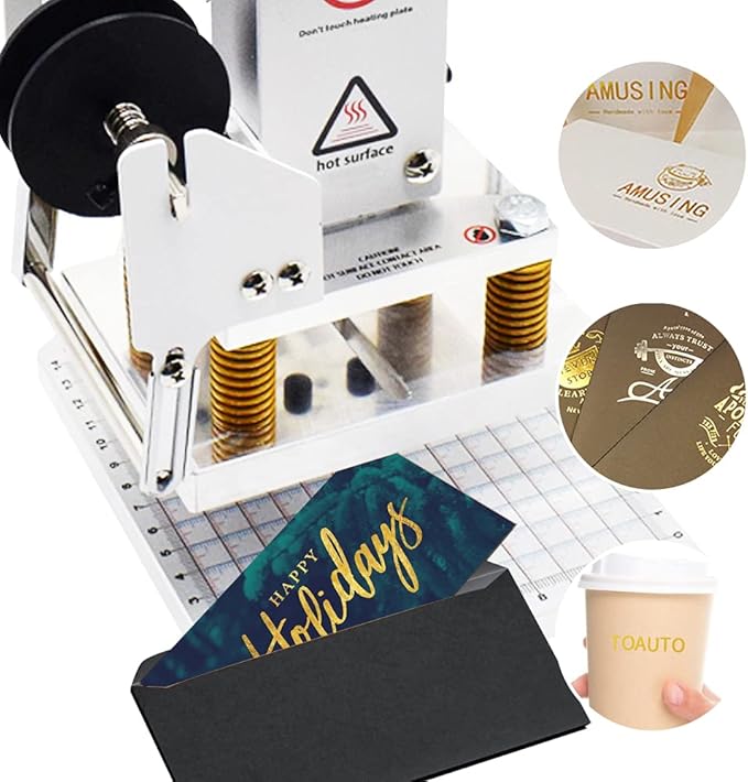Upgraded Hot Foil Stamping Machine 10x13cm Leather Bronzing Pressure Mark Machine 110V with Full Scale on The Base Plate for PVC Leather PU Paper Logo Embossing