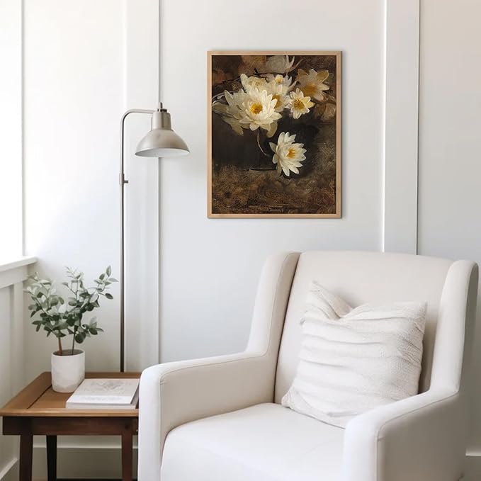 uniro Vintage Wall Art, Moody Floral Wall Painting Canvas Prints, Vintage Dark Academia Decor, Vintage Posters for Room Aesthetic for Bedroom Living Room Bathroom Wall Decor(8" x 10"-UNFRAMED)