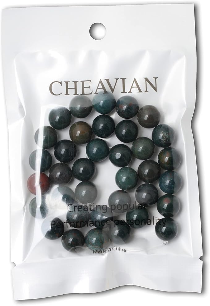 35PCS 10mm Natural Indian Bloodstone Round Loose Beads for Jewelry Making DIY Bracelet Necklace Materials 1 Strand 15"