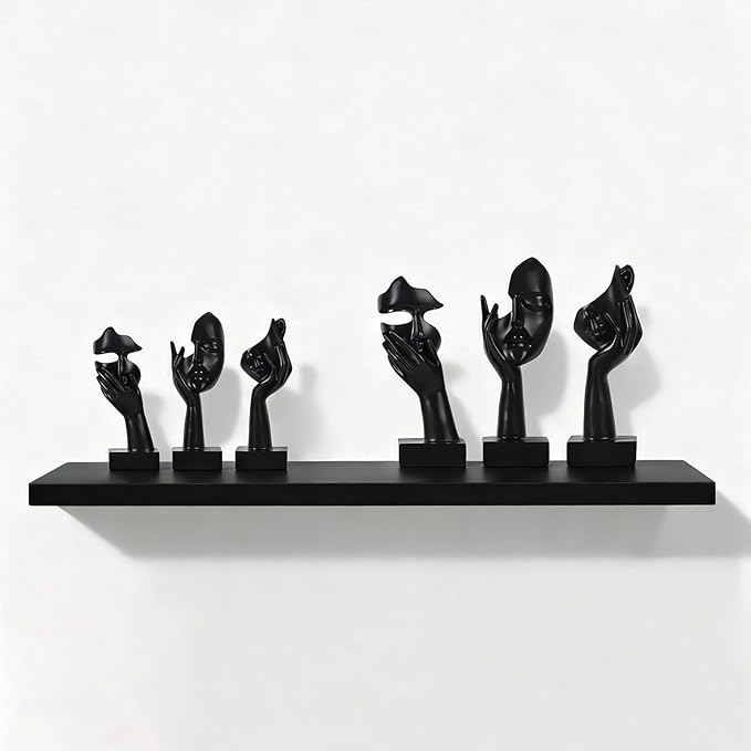 oliruim 3 Pcs Thinker Large Statue Set - Black Art Abstract Home Accent Figurines for Living Room, Bedroom, Shelves, Office Desktop, Coffee Table Decor, Gift for Women (3 Pcs Black, 9")