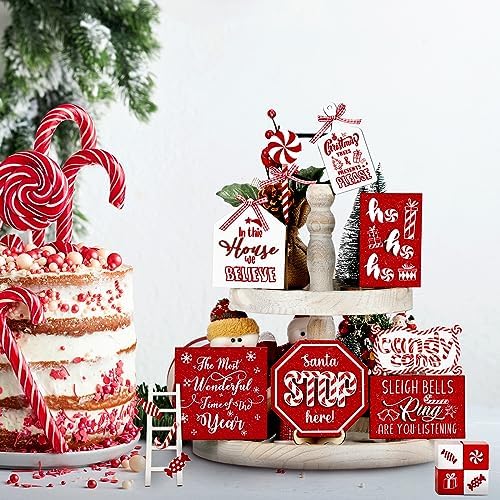Mifoci 14 Pcs Christmas Candy Cane Tiered Tray Decor Xmas Table Decoration - Image 7