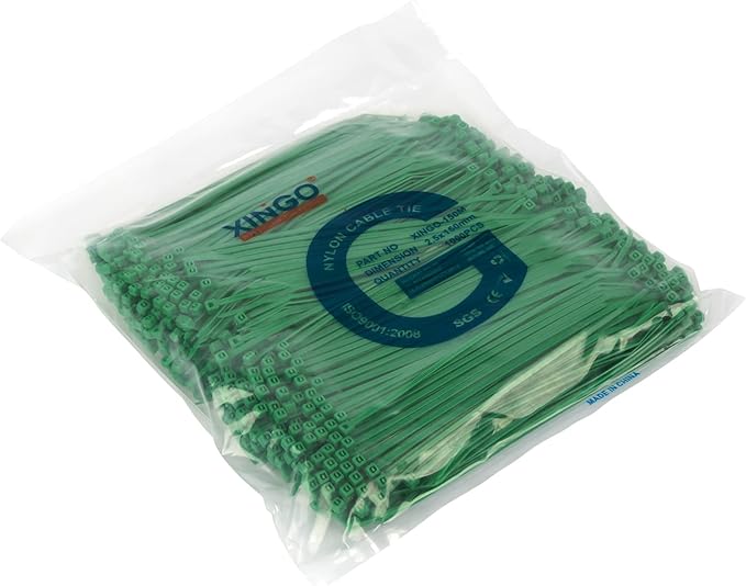 XINGO 1000 PCS 6 inch Cable Zip Ties, 18lb Strength, Small Tie Wraps Self-Locking Nylon Zip Ties for Indoor and Outdoor Use (Green)