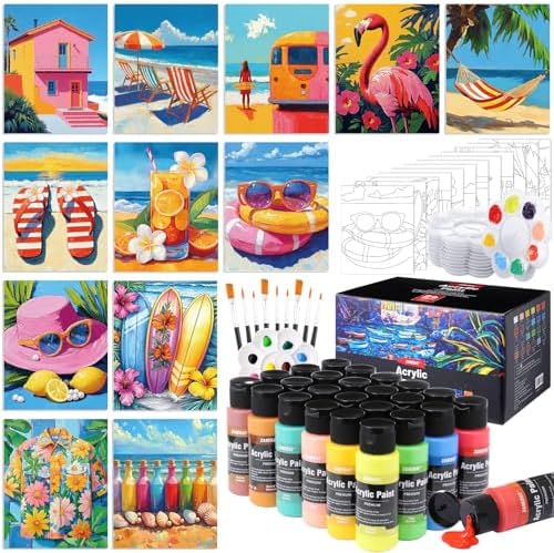 AmazingSpark 12 Set Sip and Paint Kit for Adults Pre Drawn Canvas,Hawaii by Unknown