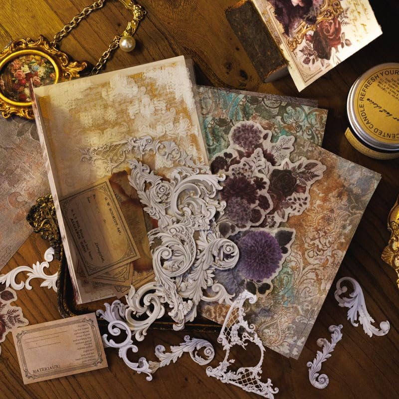 76PCS Vintage Scrapbooking Kit Supplies Aesthetic Journaling Kit for Bullet Scrapbooking Materials,Planner DIY Arts Craft Collage Junk Journals Gift for Beginners,Girls Teenage School Scrapbook Papers - Image 3