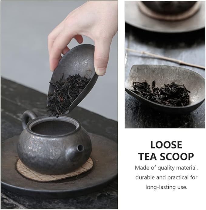 YARDWE Chinese Tea Scoop Porcelain Cha He Tea Vessel Salt Coffee Flour Shovel Loose Leaf Tea Presentation Gongfu Tea Accessory Essential Tools